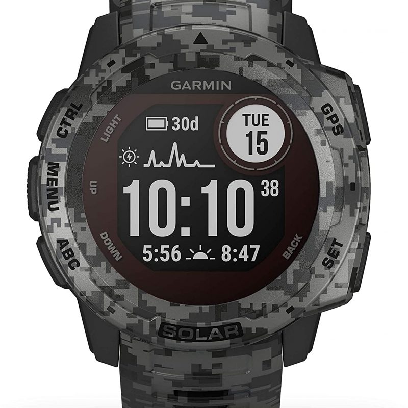 Garmin Instinct Solar Camo, Reloj GPS resistente con carga solar - Grafito