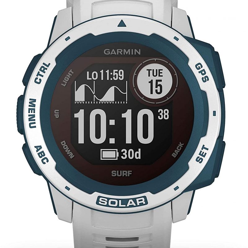 Garmin Instinct Solar Surf, Reloj GPS resistente con carga solar - Blanco