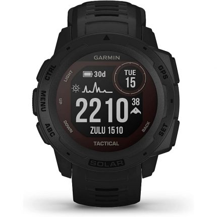 Garmin Instinct Tactical Solar, Reloj GPS resistente con carga solar y funciones tácticas - Negro