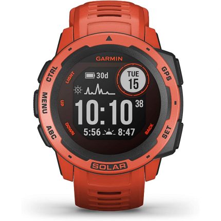 Garmin Instinct Solar, Reloj GPS resistente con carga solar - Rojo