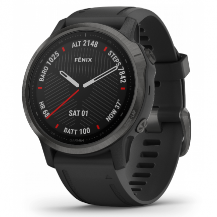 fēnix® 6S Pro and Sapphire Gris carbón DLC con correa negra