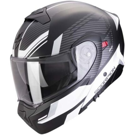 Casco Modular Scorpion Exo-930 Evo Sikon Negro Mate/Blanco/Plata