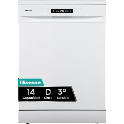 Hisense HS623D10W 14 cubiertos 7 programas 47 dB 60 cm Lavavajillas Clase energética D